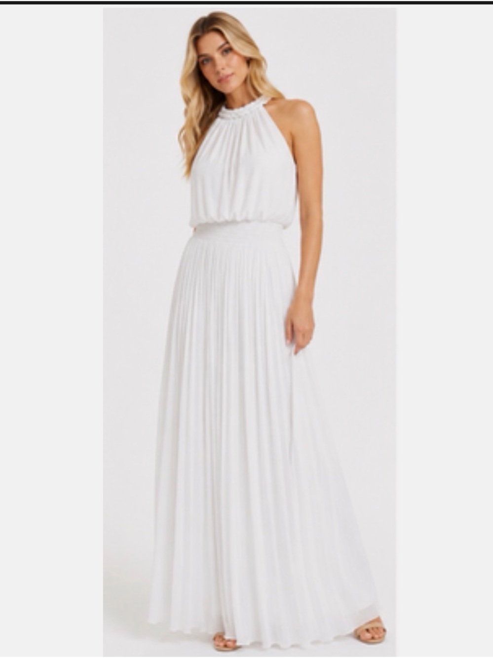 White House Black Market White Halter Maxi Dress